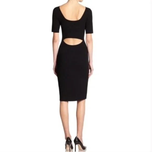 Theory Dress Open Back Narlissa Prosecco Size Large Black Knit Minimalist Sexy - Picture 3 of 16